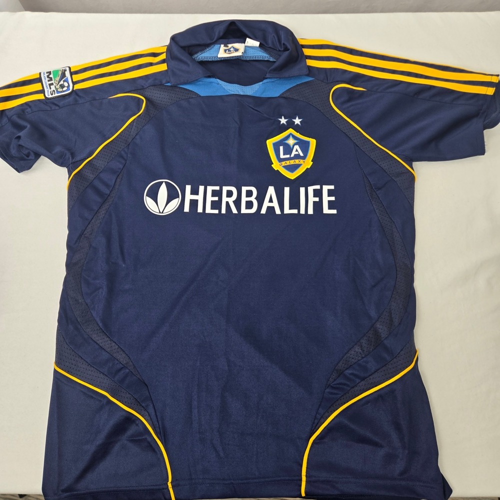 LA Galaxy David‎ Beckham 23 MLS Soccer Jersey Navy Blue Mens M Herbalife 2007-08 - Picture 4 of 7